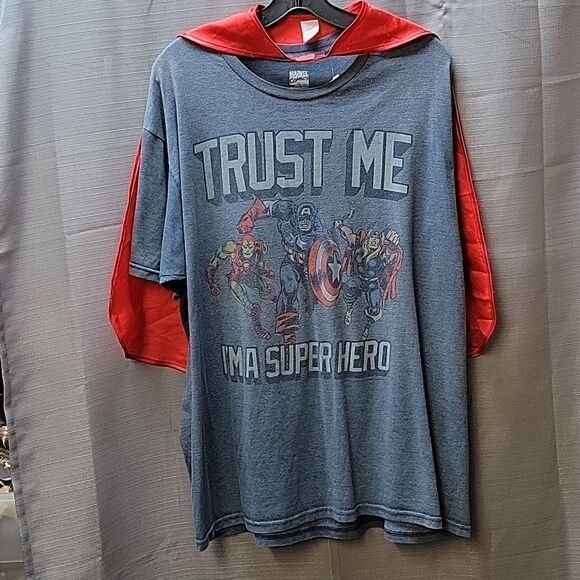 Marvel Comics Trust Me Im A Super Hero T-Shirt Size XL  Blue Retro Graphic Mens - Picture 1 of 6